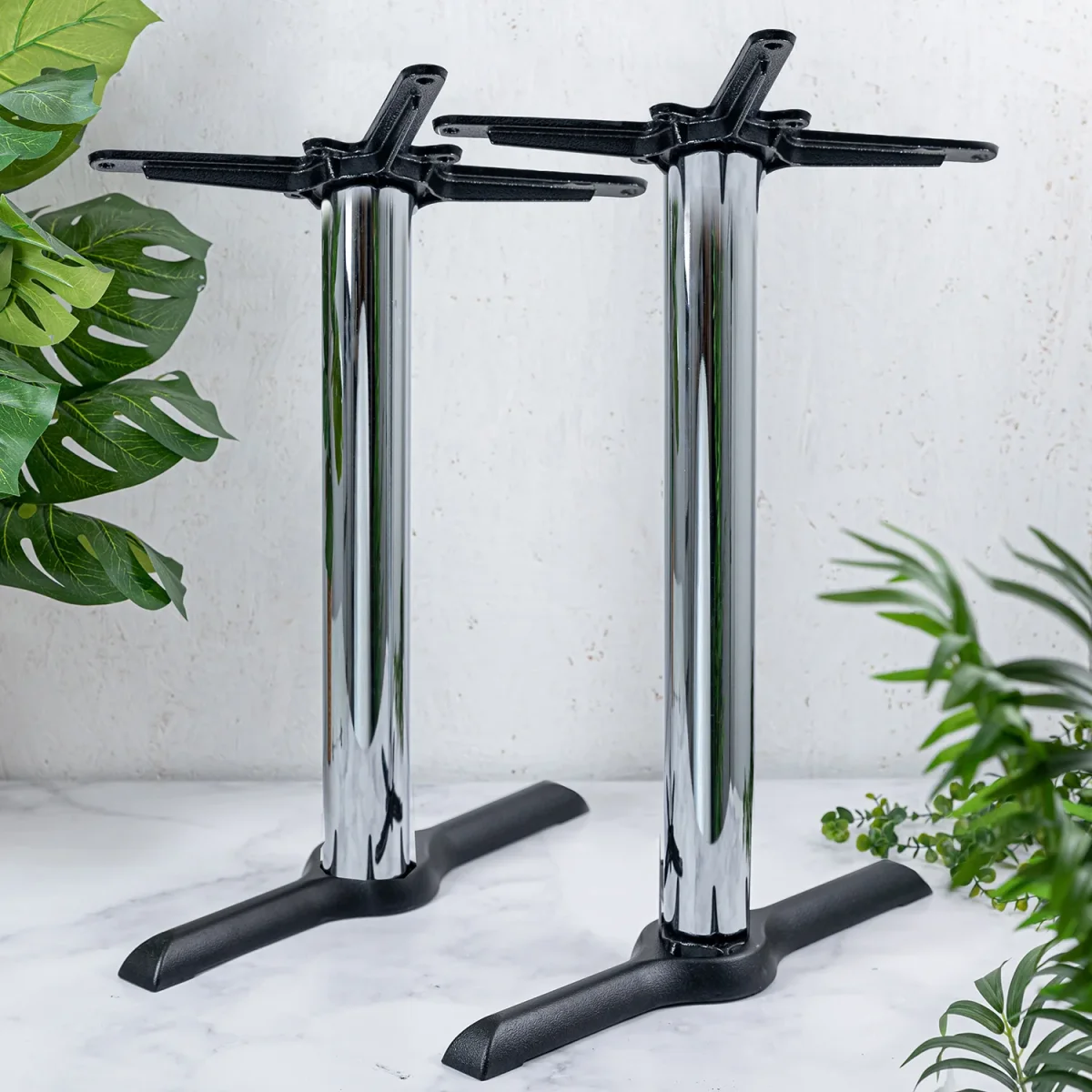 Chrome Twin Pedestal Table Base 720 x 540 mm - Image 2