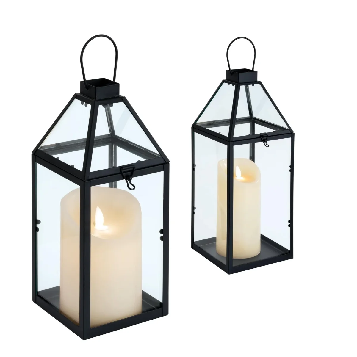 Set of 2 Black Lanterns - L37cm / S26.5cm - Image 2