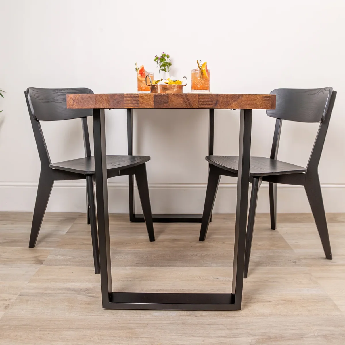 Iroko Solid Wood Table with Square Metal Legs - Image 5