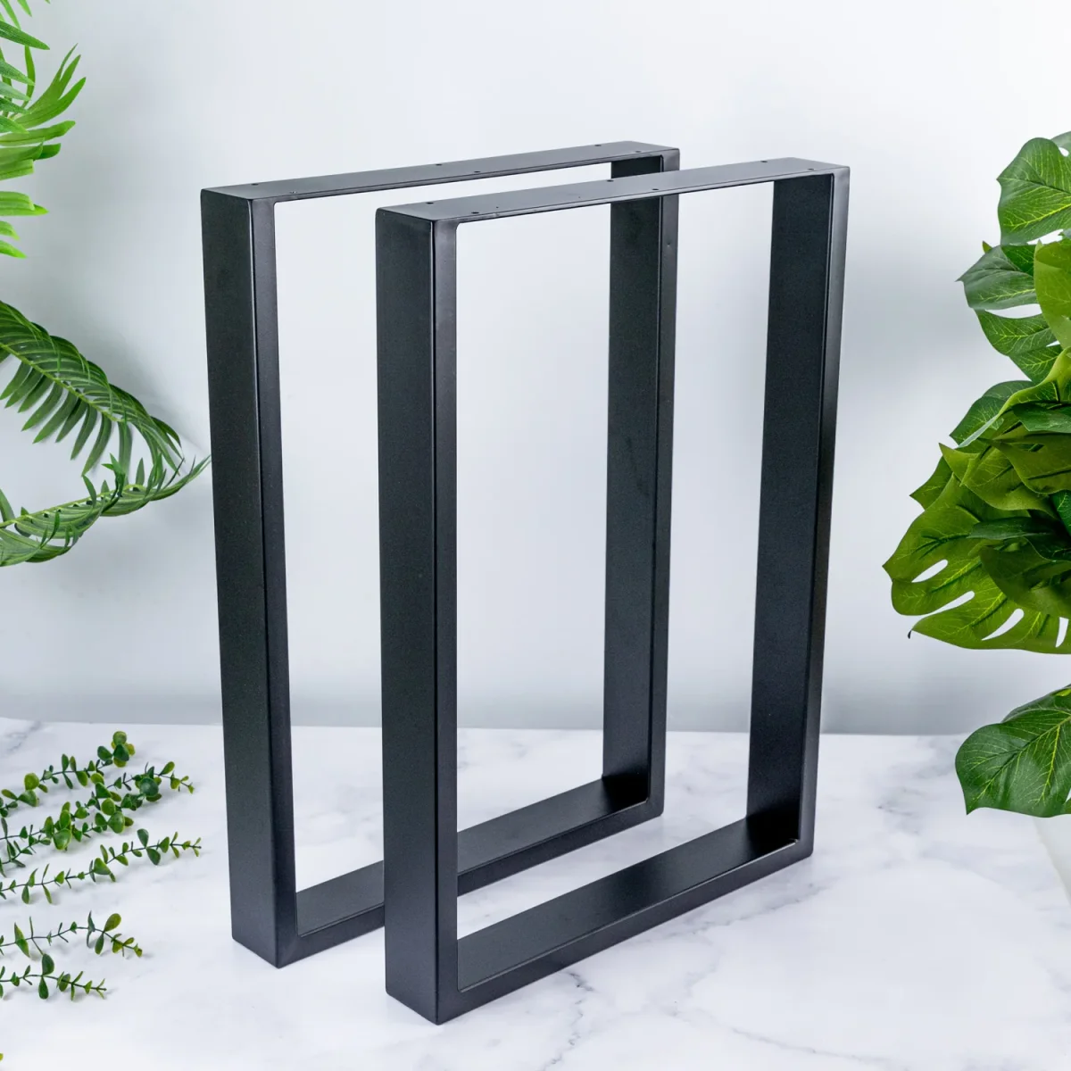 Iroko Solid Wood Table with Square Metal Legs - Image 7