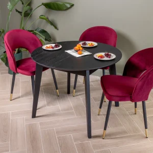 Solid Oak Round Extendable Dining Table - Black Oak