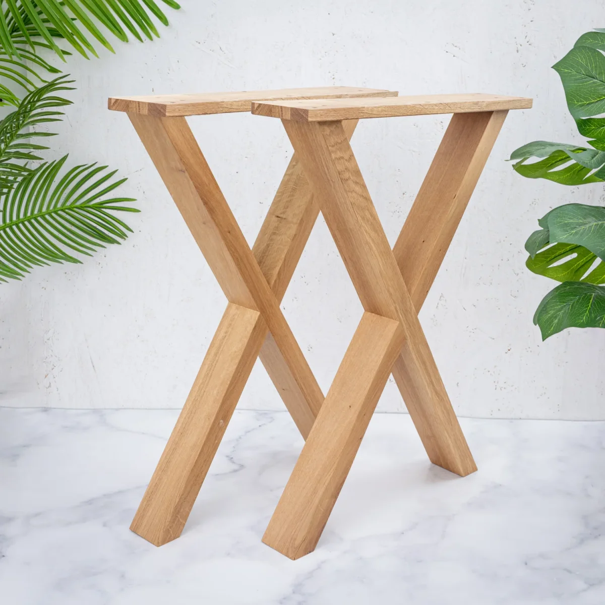 80mm Solid Oak Wooden X Legs 720mm high x 550mm deep (set of 2) Desk & Table Legs - Image 2