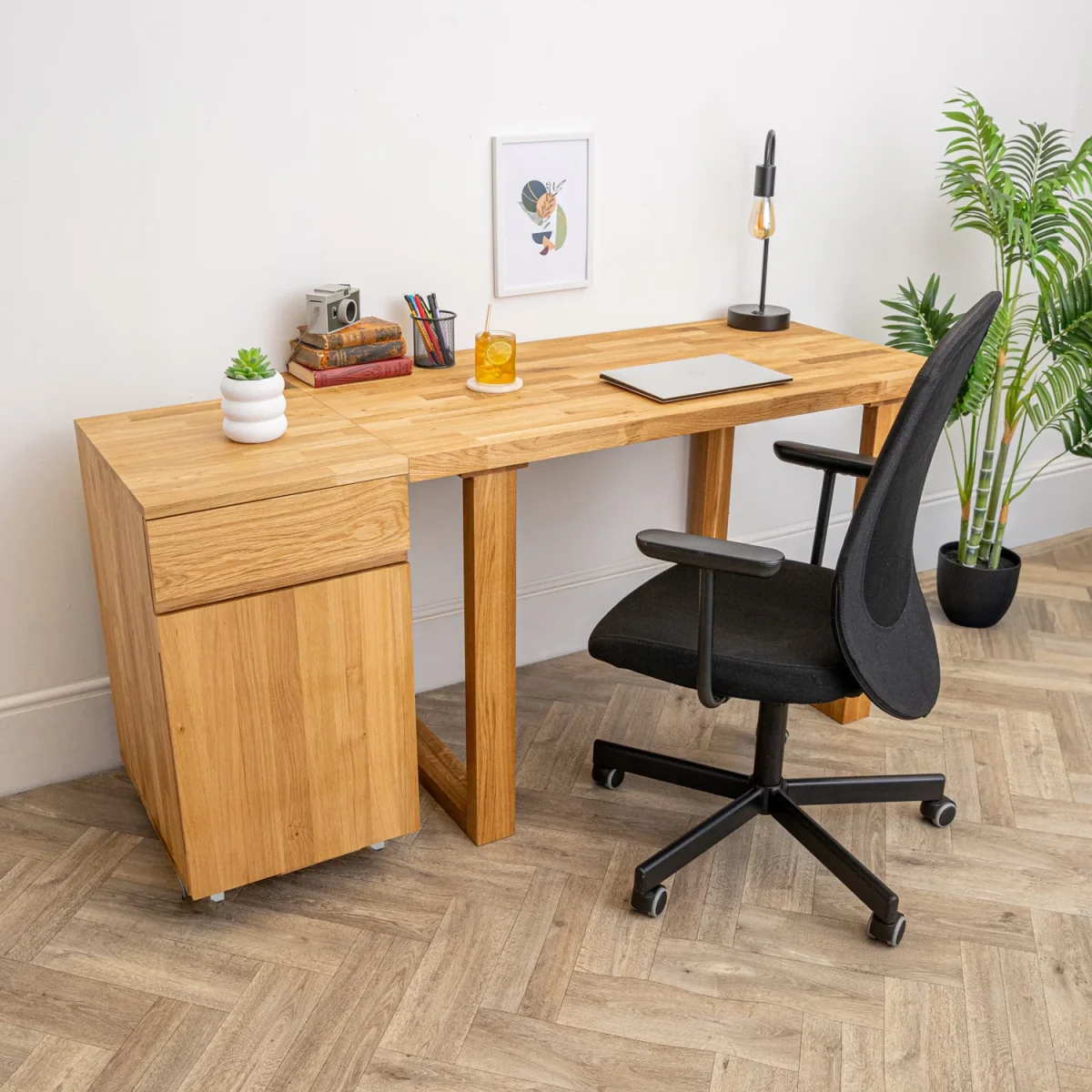 Solid Oak Desk Height Drawer Unit - Image 3